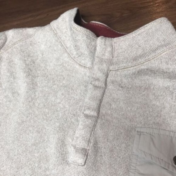 Mens Woolrich Button Pocket Quarter Snap Beige Pullover Fleece Size Extra Large - Picture 5 of 7